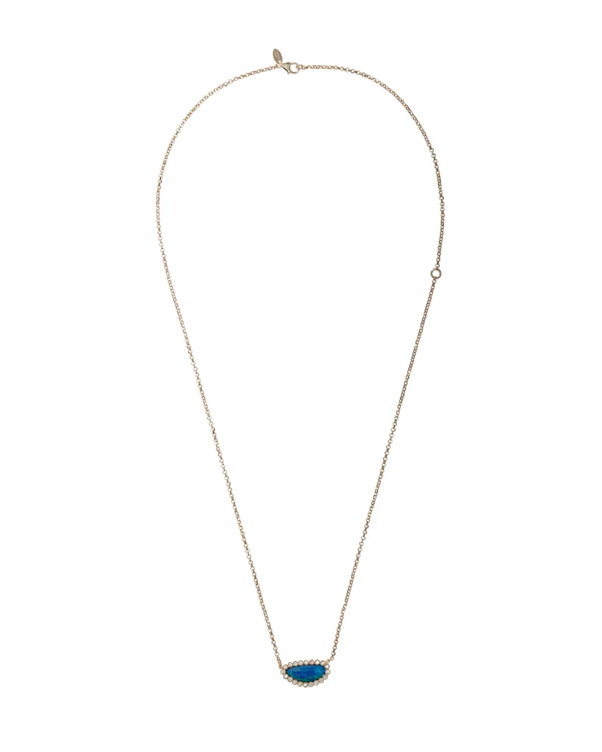 Opal & Diamond Gold Mini Necklace, 18k Gold