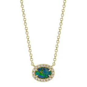 Opal & Diamond Halo Necklace