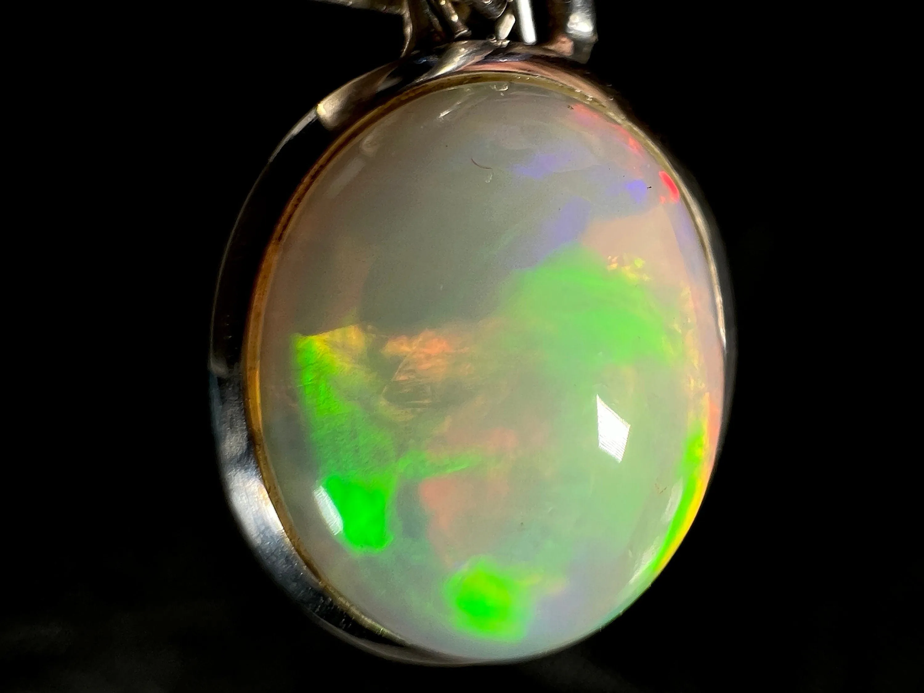 OPAL Pendant - Sterling Silver, 10x12mm Oval Cabochon - Opal Necklace, Birthstone Necklace, Opal Jewelry, Welo Opal, 50952