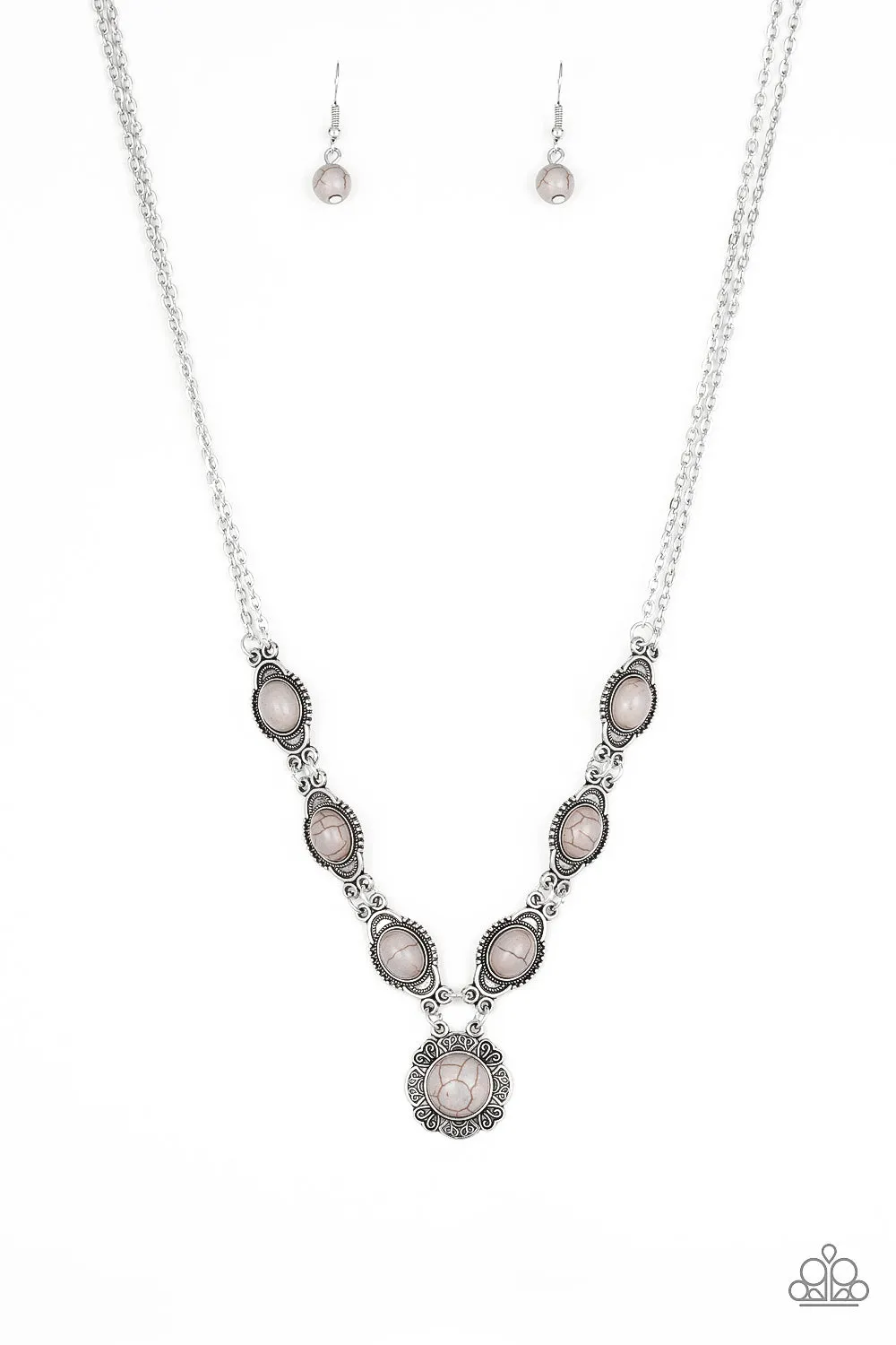 Open Door Jewelry - Desert Dreamin - Silver Necklace - Paparazzi Accessories