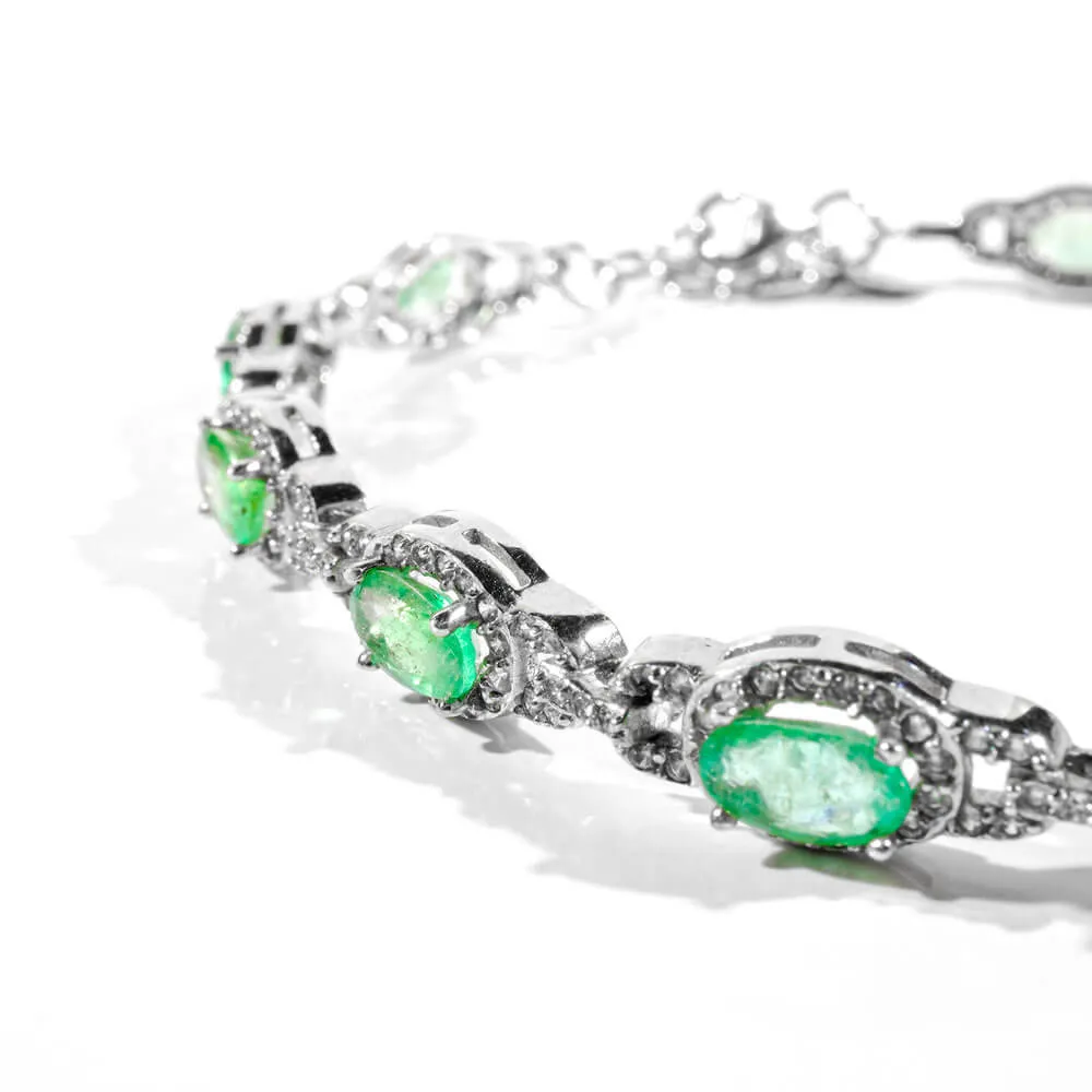 Original Zambian Emerald Gemstone Silver Bracelet (9.5ct) SCB-005