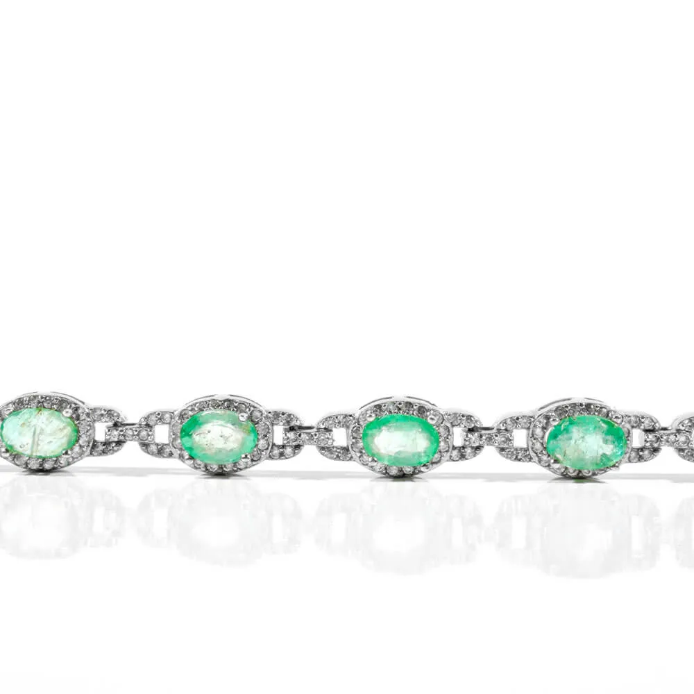 Original Zambian Emerald Gemstone Silver Bracelet (9.5ct) SCB-005