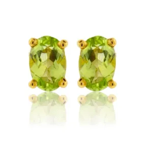 Oval Cut Peridot Stud Earrings