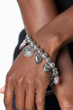 Paparazzi Charming Crush - Pink Heart Bracelet