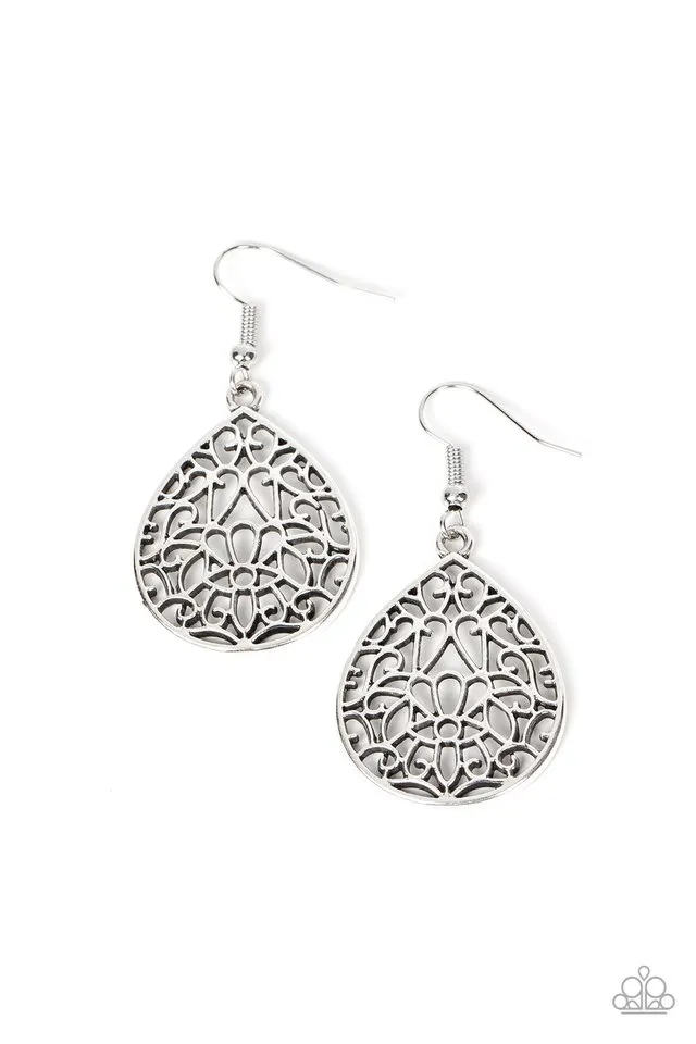 Paparazzi Earring ~ Valley Estate - Silver