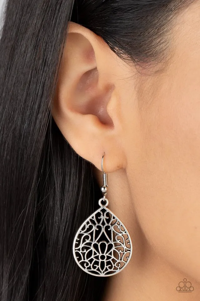 Paparazzi Earring ~ Valley Estate - Silver