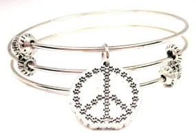 Paw Print Peace Symbol Triple Style Expandable Bangle Bracelet