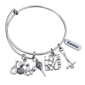 Personalized Engraved Golf Bangle Bracelet