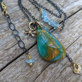 Peruvian Blue Opal Artisan Necklace,