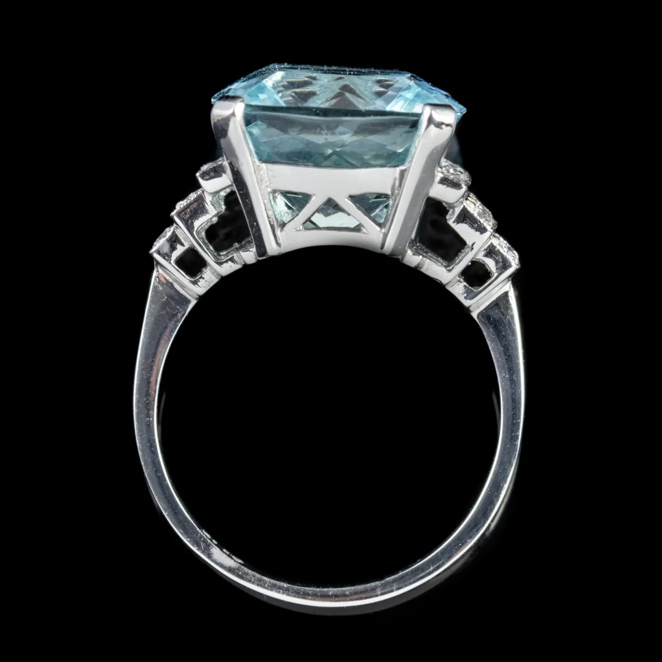 Platinum 16Ct Large Aquamarine Diamond Ring