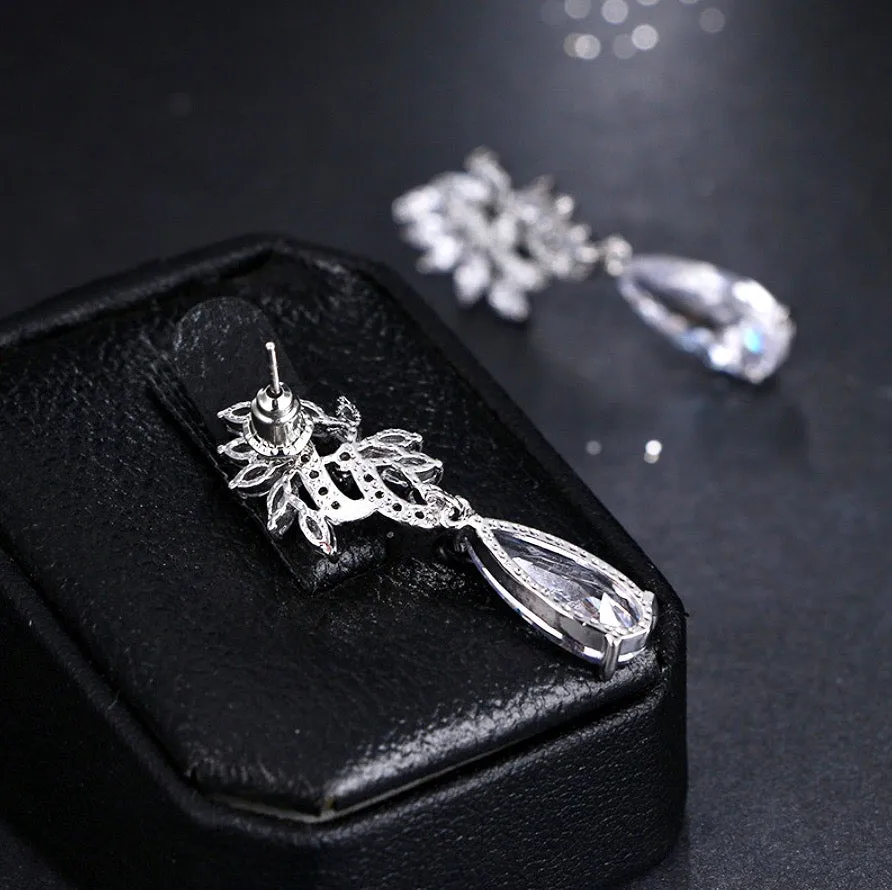 "Azalea" - Silver Cubic Zirconia Bridal Earrings