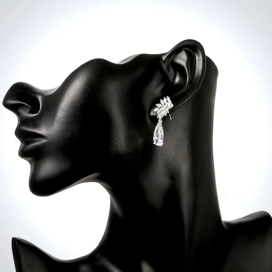 "Azalea" - Silver Cubic Zirconia Bridal Earrings