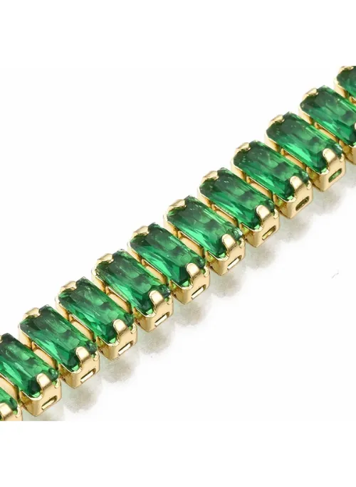 Rectangle CZ Tennis Bracelet Emerald 6mm