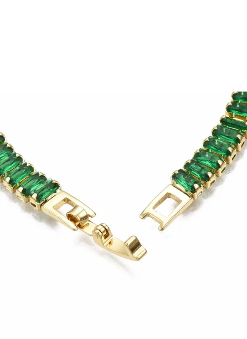 Rectangle CZ Tennis Bracelet Emerald 6mm