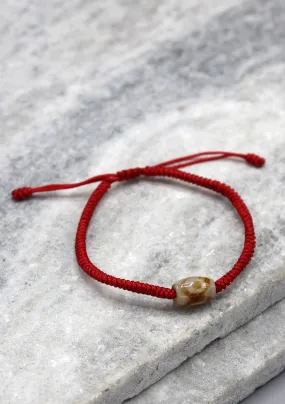 Red Color Lucky Knots Bracelet with Dzi Bead