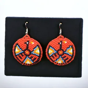 Red Round Beaded Earrings