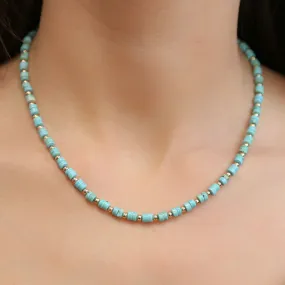 RHETT - Turquoise Stone and Gold beaded Necklace