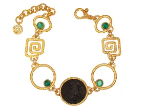 Roman Imperial Coin, Emerald and Diamond Bracelet