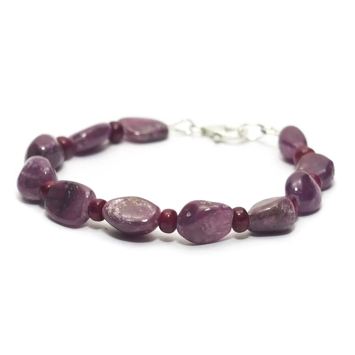 Ruby Bracelet with Sterling Silver Trigger Clasp