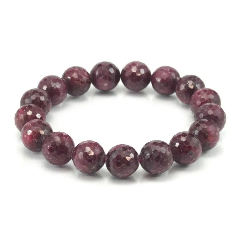 Ruby-Zoisite Faceted Stretch Bracelet 13mm