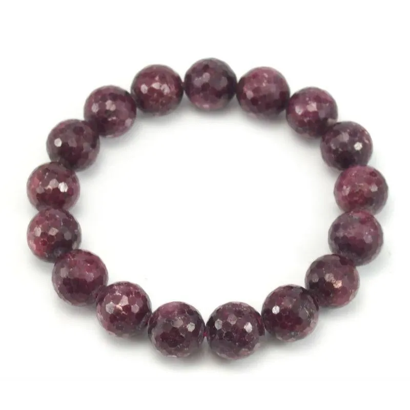 Ruby-Zoisite Faceted Stretch Bracelet 13mm