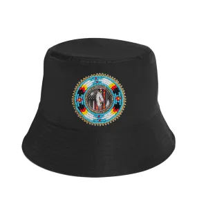 SALE 50% OFF - Flag Feather Beaded Unisex Cotton Bucket Hat with Native American