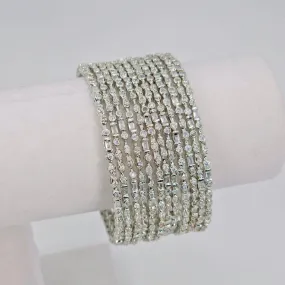 Set of 12  Silver American Diamond Bangle Set