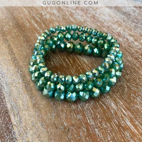 Set of Three Crystal Bracelets in Emerald