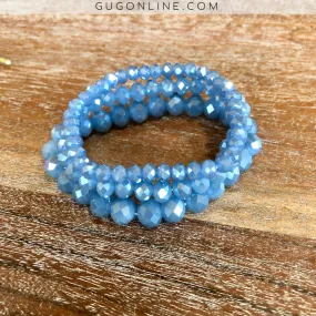 Set of Three Crystal Bracelets in Periwinkle