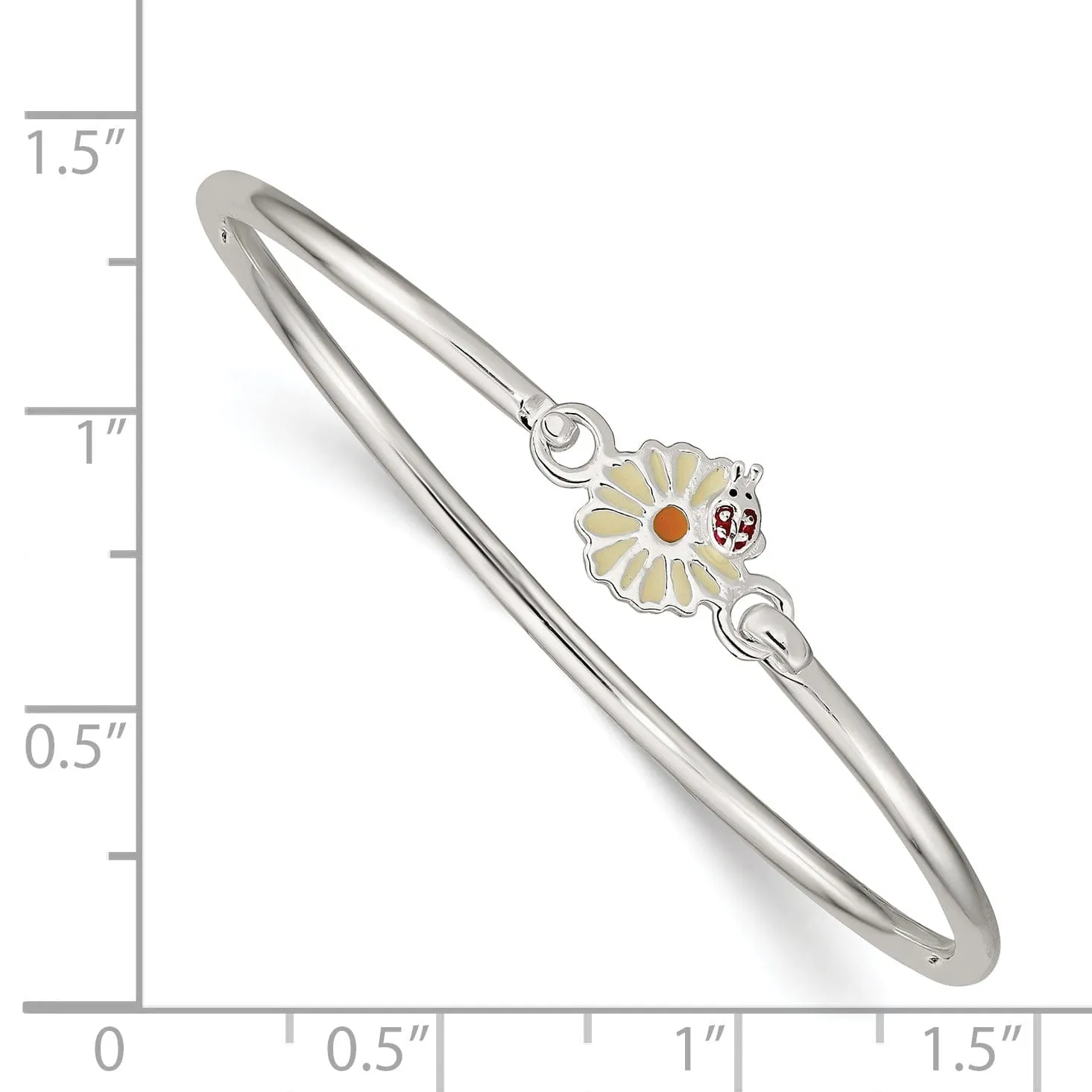 Silver Enamel Flower Kids Bangle Bracelet