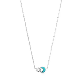 Silver Tidal Turquoise Crescent Link Necklace