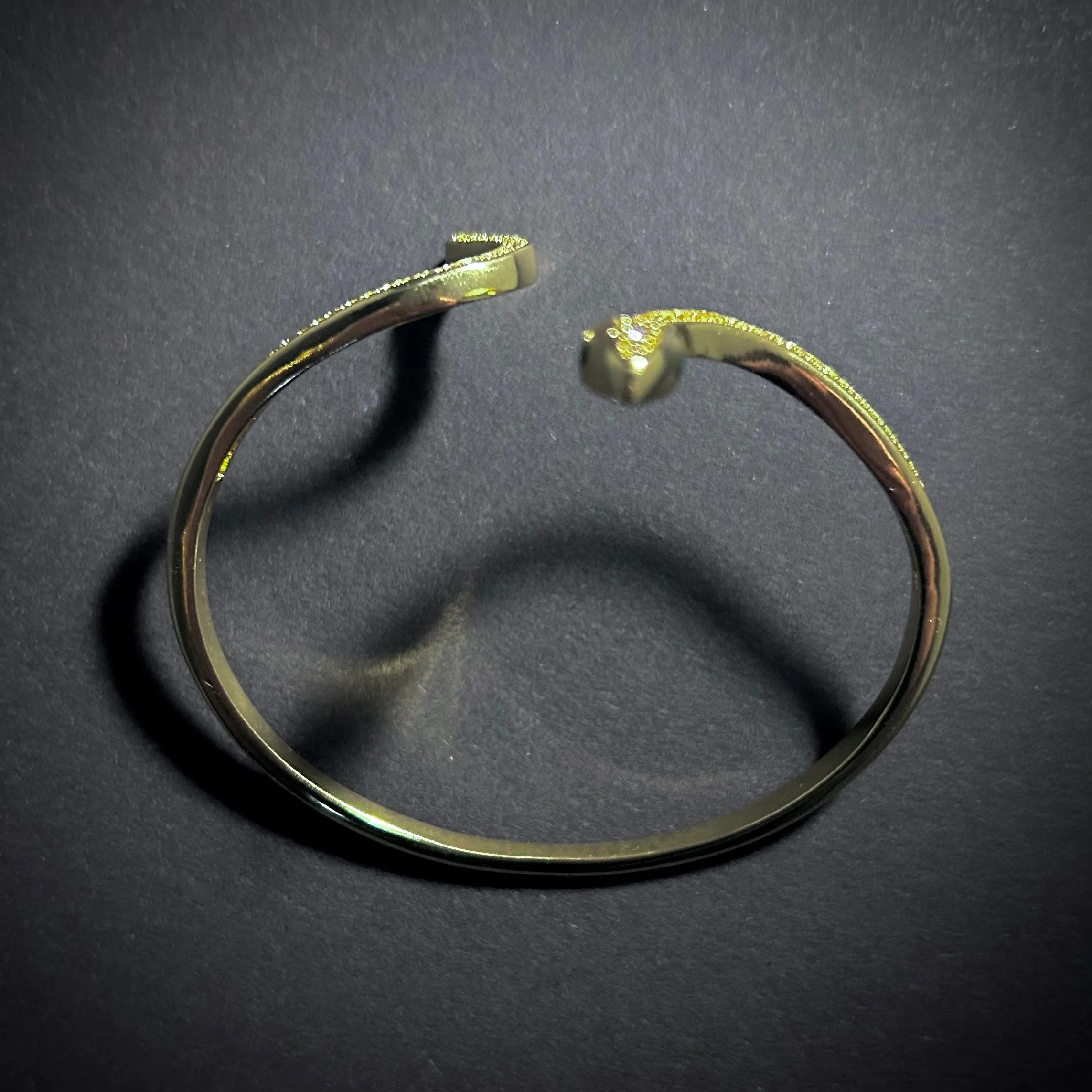 Snake Bangle with 18K Gold Plating & Clear Cubic Zirconias