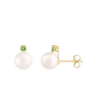 Splendid Pearls 7mm Peridot Pearl Earrings