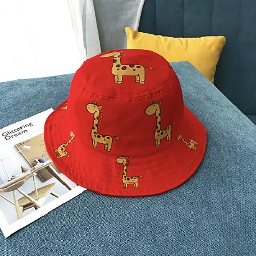 Spring Autumn Children's Bucket Hats Cartoon giraffe Sun Hat Girls Boys Outdoor Beach Hat Camping Fishing Cap Casual Panama Cap