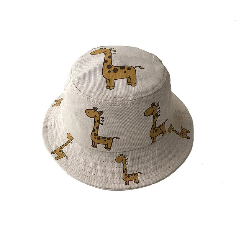 Spring Autumn Children's Bucket Hats Cartoon giraffe Sun Hat Girls Boys Outdoor Beach Hat Camping Fishing Cap Casual Panama Cap