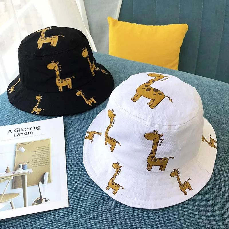 Spring Autumn Children's Bucket Hats Cartoon giraffe Sun Hat Girls Boys Outdoor Beach Hat Camping Fishing Cap Casual Panama Cap