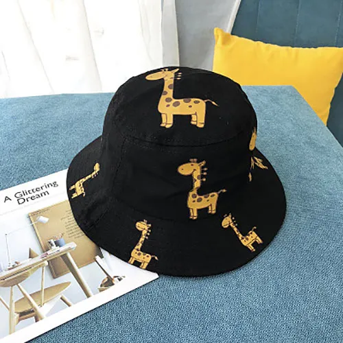 Spring Autumn Children's Bucket Hats Cartoon giraffe Sun Hat Girls Boys Outdoor Beach Hat Camping Fishing Cap Casual Panama Cap