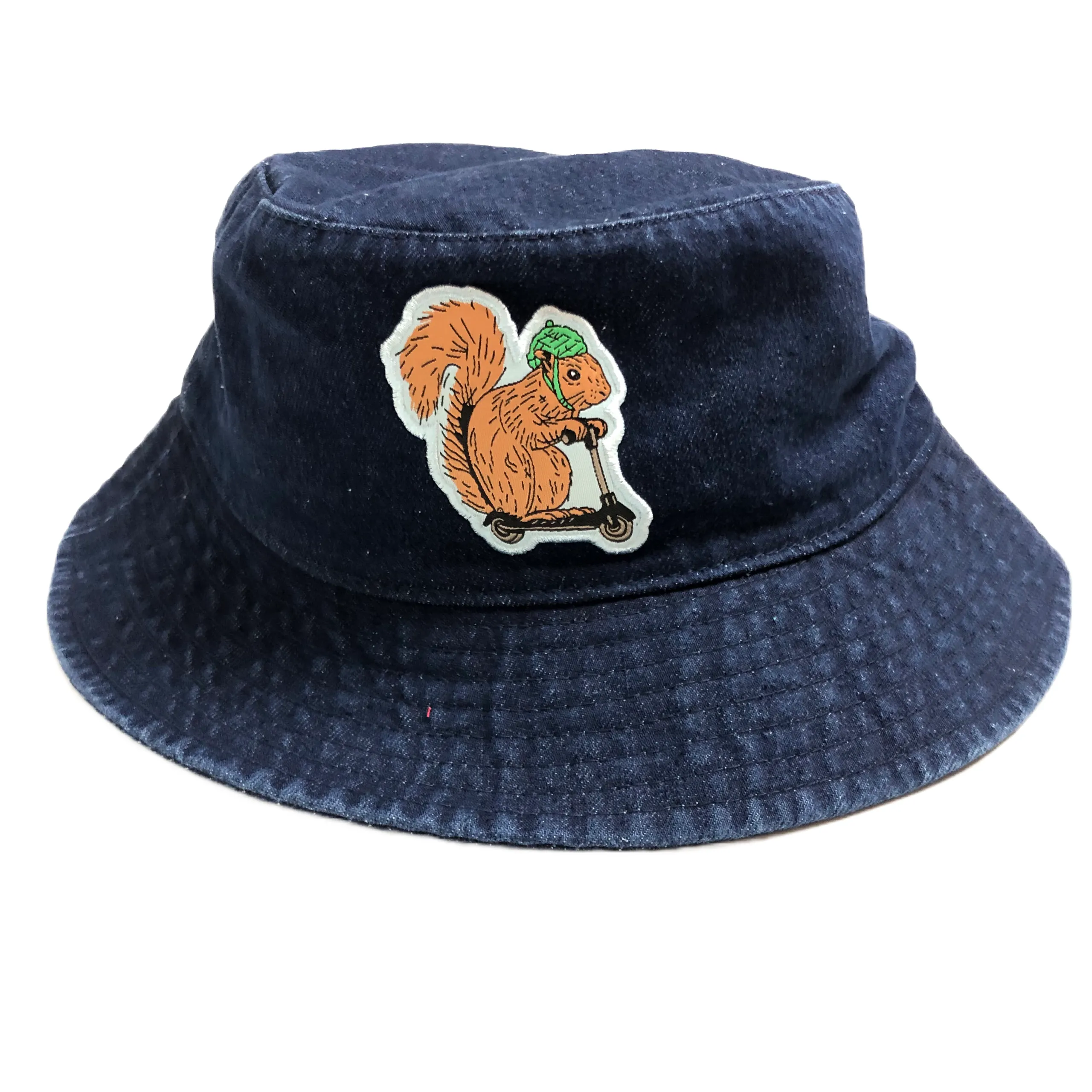 Squirrel On A Bird Bucket Hat - Blue Denim