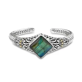 SS/18K Cushion Labradorite Bangle