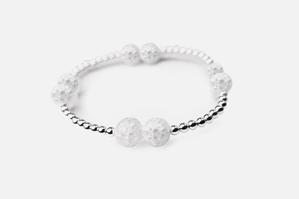 Sterling Silver Beaded Krystal Quartz Stretch Bracelet