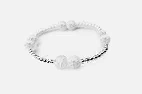 Sterling Silver Beaded Krystal Quartz Stretch Bracelet