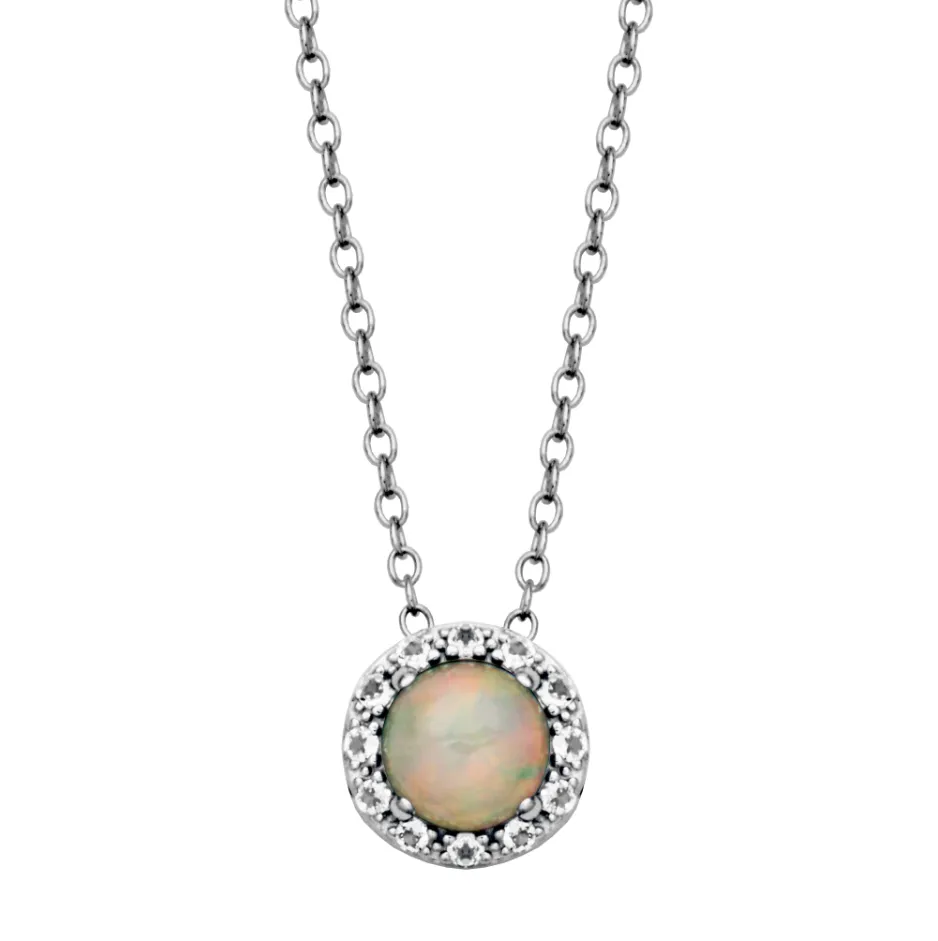 Sterling Silver Ethiopian Opal & White Topaz "Dazzle" Necklace