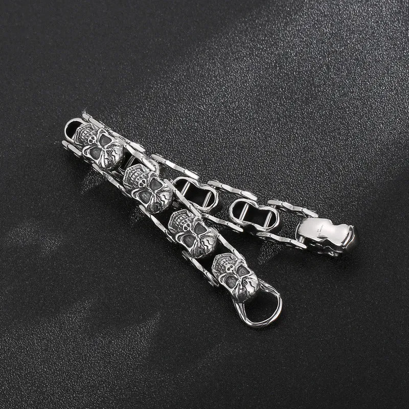 Stylish Punk Skull Men's Titanium Steel Bracelet - Wholesale European and American Jewelry Collection