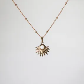 Sunburst White Opal Pendant Necklace