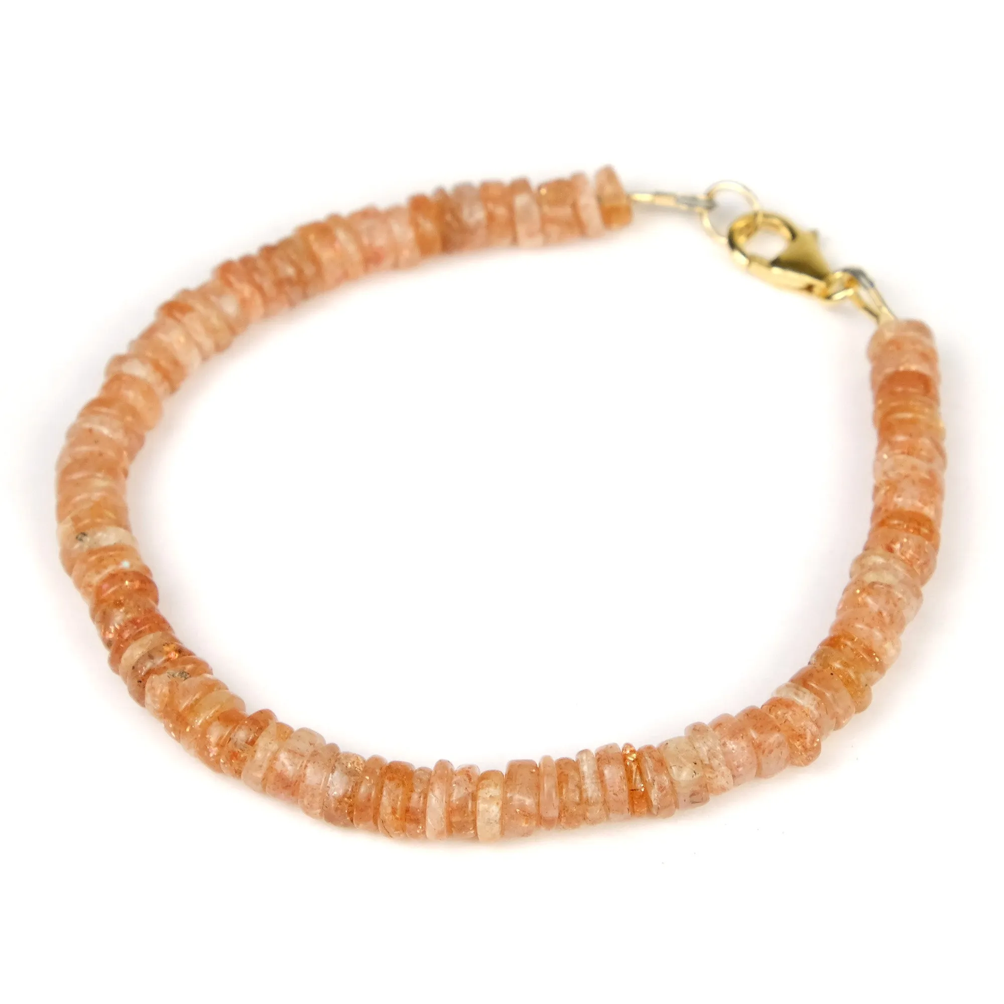 Sunstone 5mm Hishi Bracelet with Gold Filled Trigger Clasp