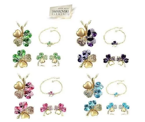 Swarovski Shamrock 4-Piece Sets - (Color Choices)