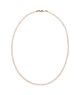 Tiny Beaded 14k Gold Necklace in White Opal