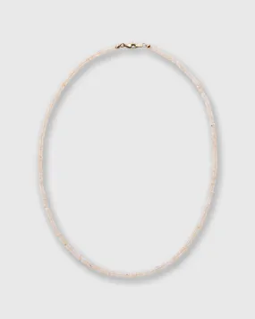 Tiny Beaded 14K Gold Necklace in White Opal