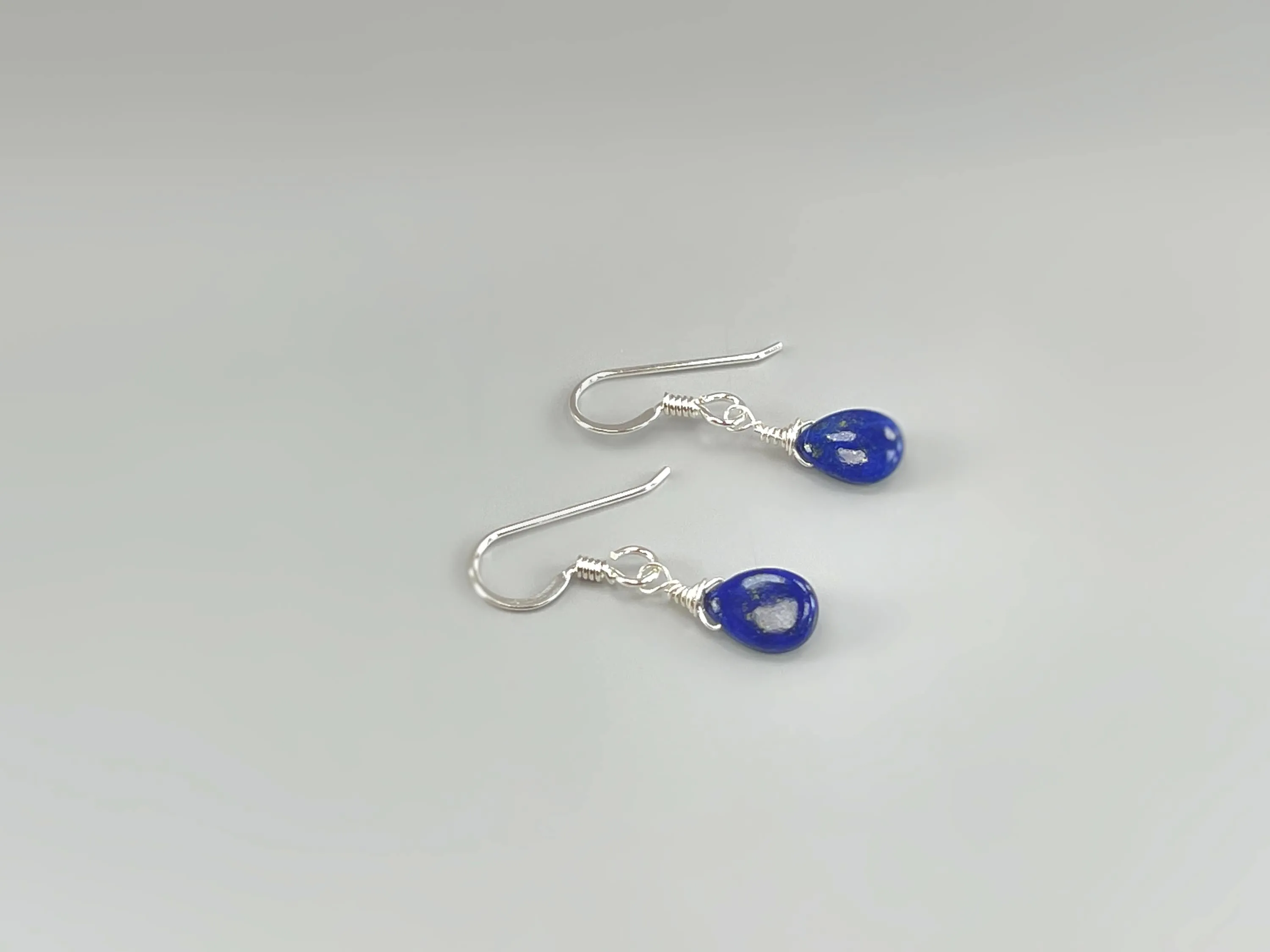 Tiny tear drops Dainty Lapis Lazuli earrings dangle 14k Gold fill, Sterling Silver