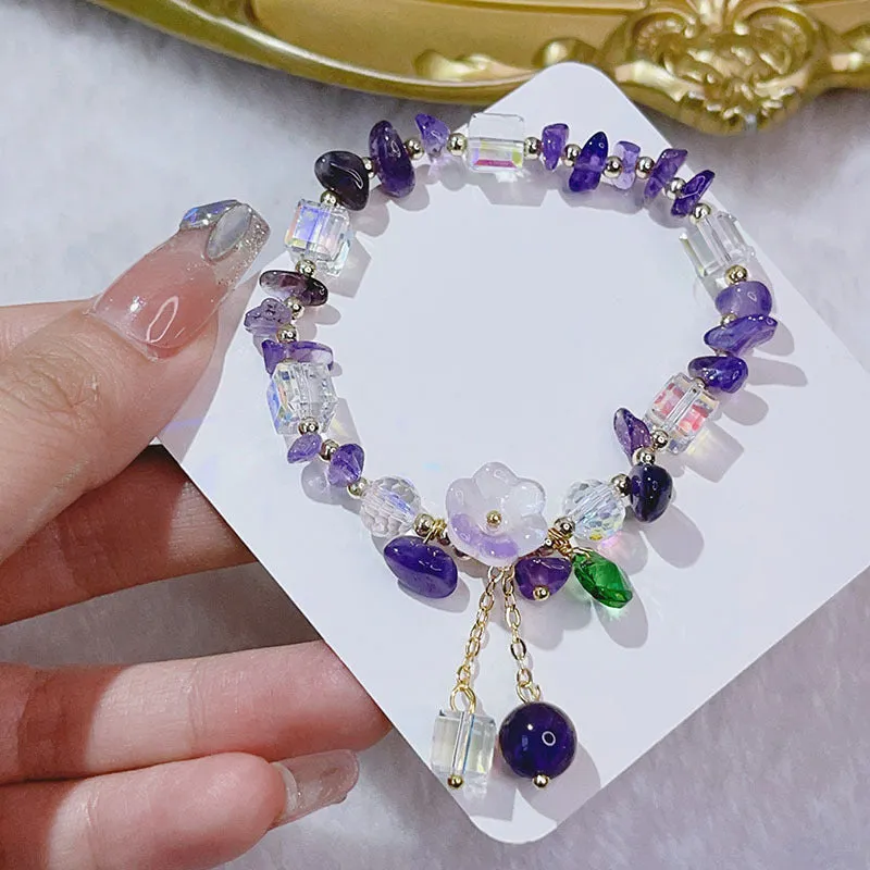 Trending Crystal Floral Bracelets!!Fluorite,Aquamarine,etc.!!So Gorgeous!